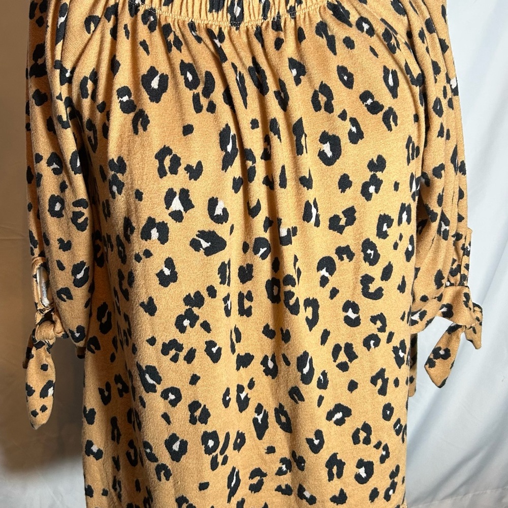 Stylish Tan Leopard Print Off-Shoulder Top